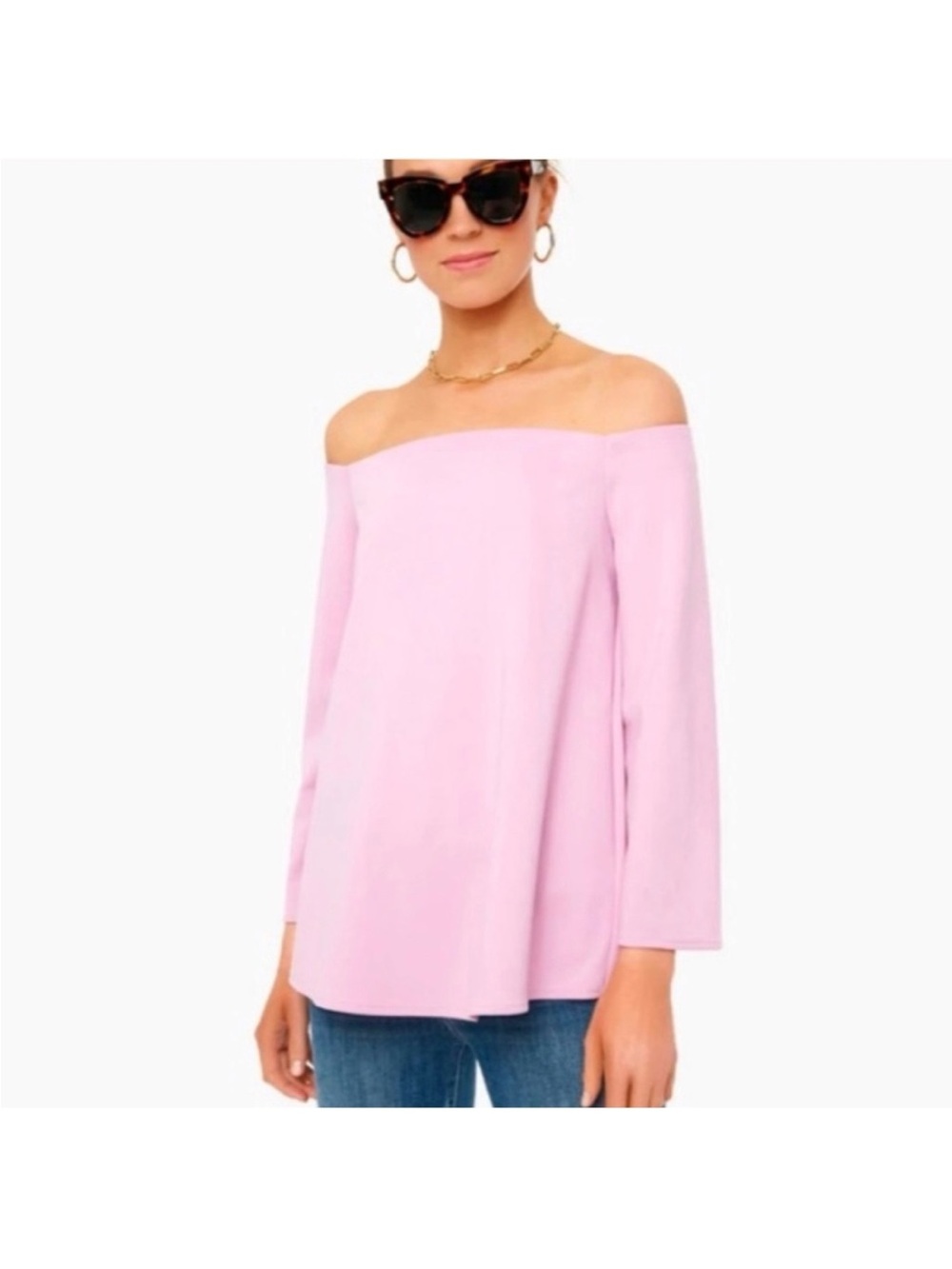 Tuckernuck Lilac Miranda Off-the-Shoulder Long Sleeve Blouse size L